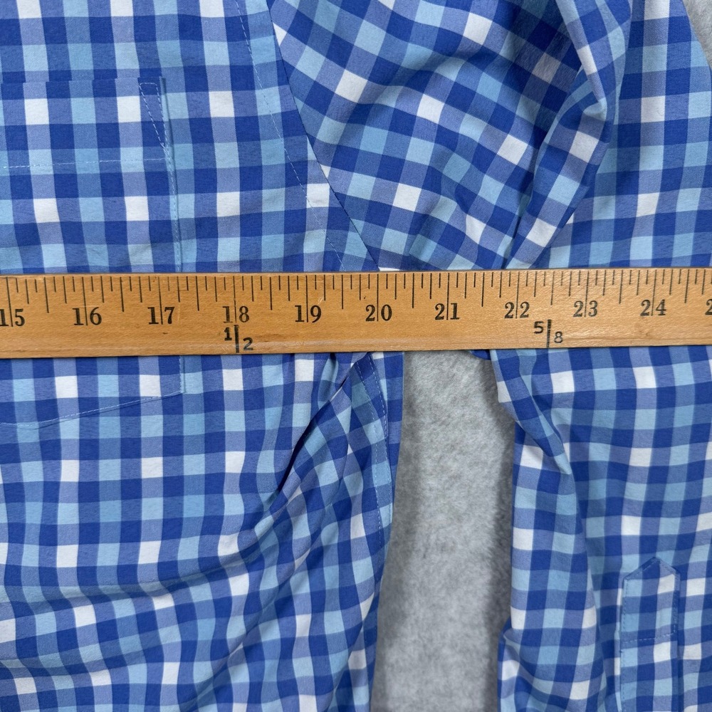 Peter Millar Summer Comfort Batik Gingham Shirt Mens Blue Performance Preppy - Picture 3 of 10